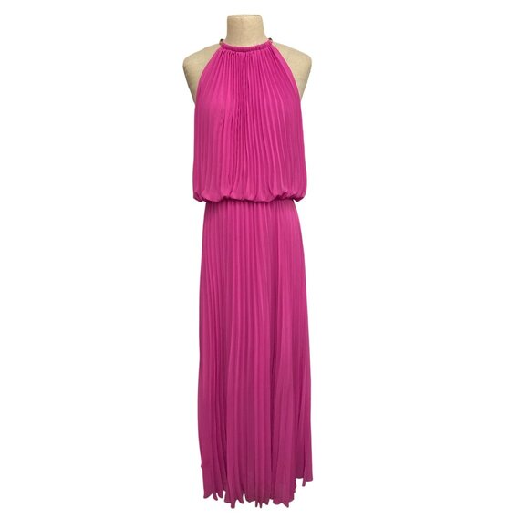 MSK Womens Pleated Halter Maxi Dress Pink Size 16 - Picture 2 of 9